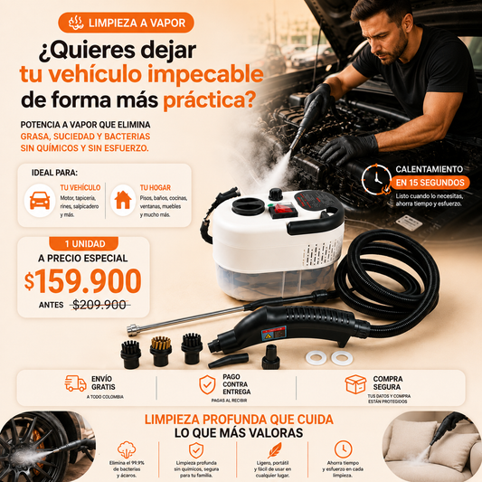 Limpiadora a Vapor Pórtatil 2500W - Steam Cleaner Pro